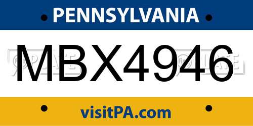 MBX4946 Pennsylvania License Plate