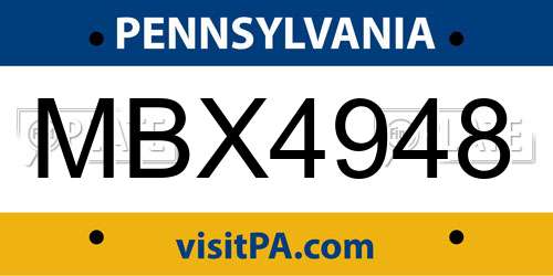 MBX4948 Pennsylvania License Plate