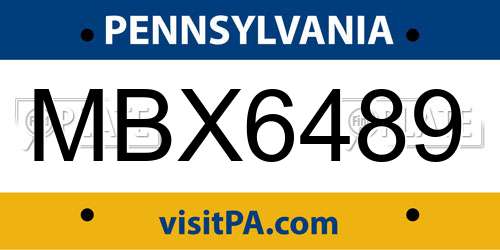 MBX6489 Pennsylvania License Plate