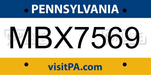 MBX7569 Pennsylvania License Plate