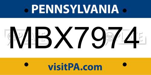 MBX7974 Pennsylvania License Plate