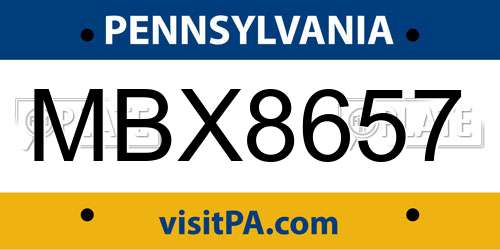MBX8657 Pennsylvania License Plate