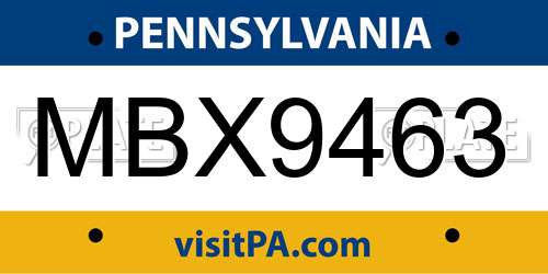 MBX9463 Pennsylvania License Plate