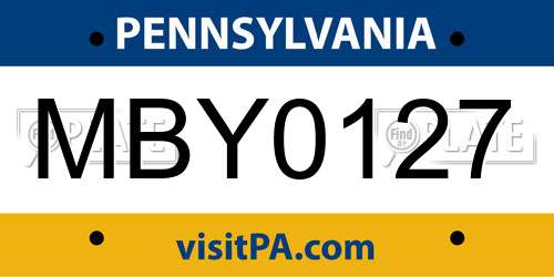 MBY0127 Pennsylvania License Plate