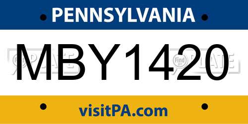 MBY1420 Pennsylvania License Plate