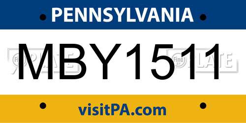 MBY1511 Pennsylvania License Plate