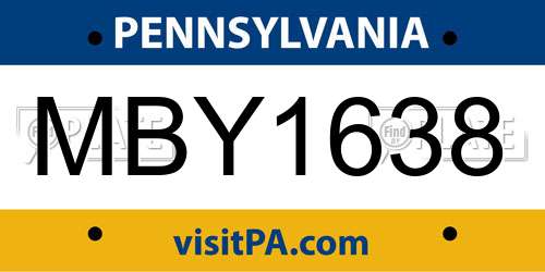 MBY1638 Pennsylvania License Plate