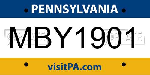 MBY1901 Pennsylvania License Plate