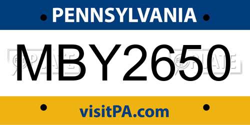 MBY2650 Pennsylvania License Plate