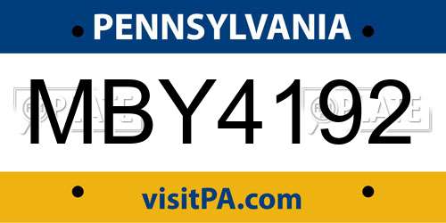 MBY4192 Pennsylvania License Plate