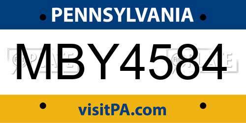 MBY4584 Pennsylvania License Plate