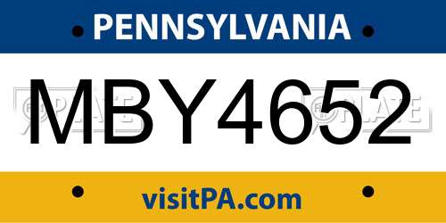 MBY4652 Pennsylvania License Plate