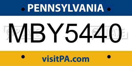 MBY5440 Pennsylvania License Plate