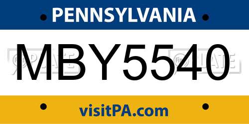 MBY5540 Pennsylvania License Plate