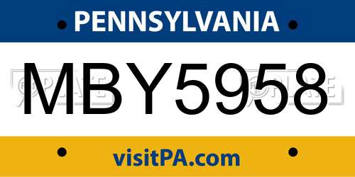 MBY5958 Pennsylvania License Plate