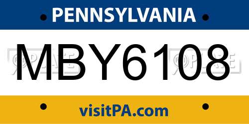 MBY6108 Pennsylvania License Plate