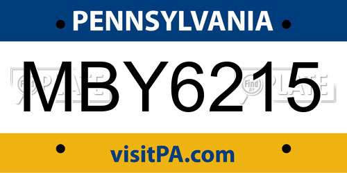 MBY6215 Pennsylvania License Plate