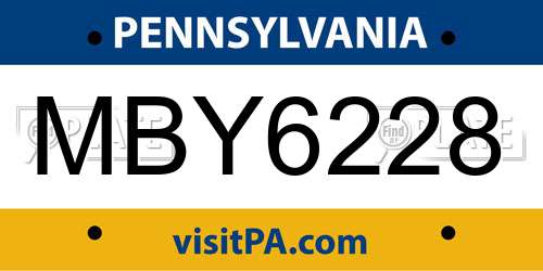 MBY6228 Pennsylvania License Plate