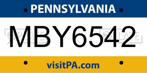 MBY6542 Pennsylvania License Plate
