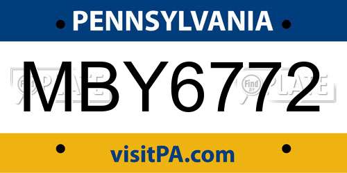 MBY6772 Pennsylvania License Plate
