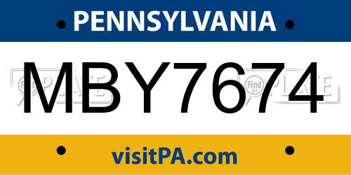 MBY7674 Pennsylvania License Plate