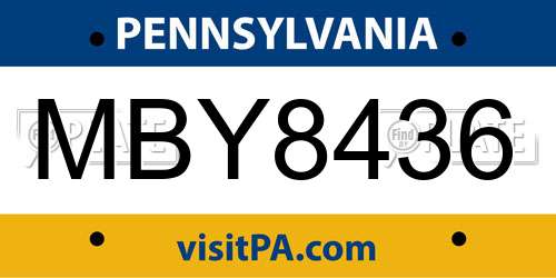 MBY8436 Pennsylvania License Plate