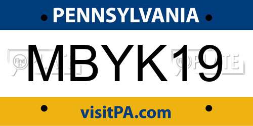 MBYK19 Pennsylvania License Plate