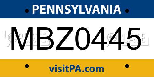 MBZ0445 Pennsylvania License Plate