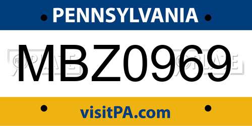 MBZ0969 Pennsylvania License Plate