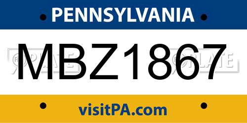 MBZ1867 Pennsylvania License Plate