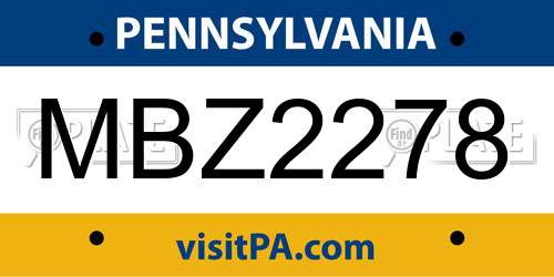 MBZ2278 Pennsylvania License Plate