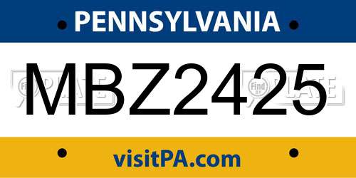 MBZ2425 Pennsylvania License Plate