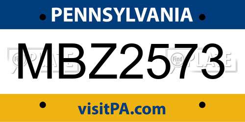 MBZ2573 Pennsylvania License Plate