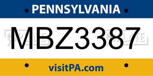 MBZ3387 Pennsylvania License Plate