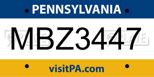 MBZ3447 Pennsylvania License Plate