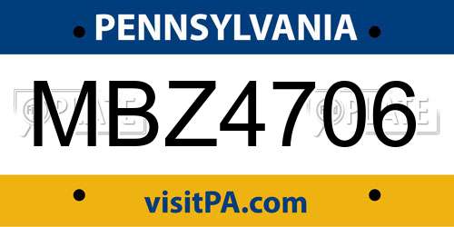 MBZ4706 Pennsylvania License Plate