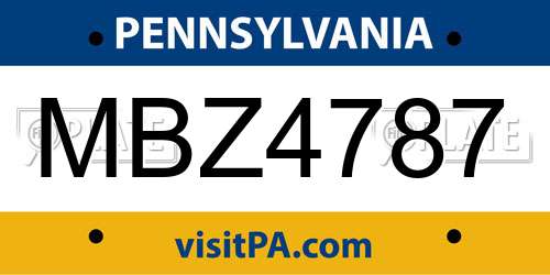 MBZ4787 Pennsylvania License Plate