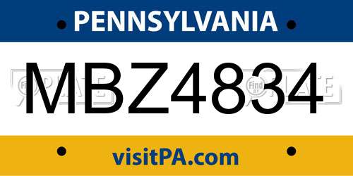 MBZ4834 Pennsylvania License Plate