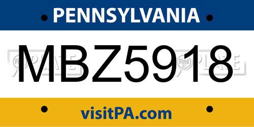 MBZ5918 Pennsylvania License Plate