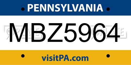 MBZ5964 Pennsylvania License Plate