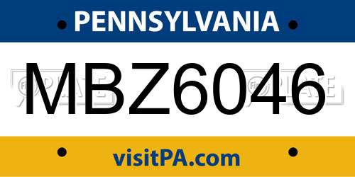 MBZ6046 Pennsylvania License Plate