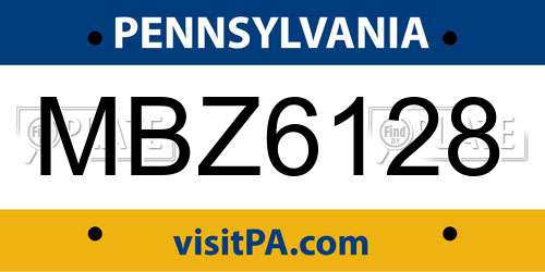 MBZ6128 Pennsylvania License Plate