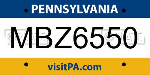 MBZ6550 Pennsylvania License Plate