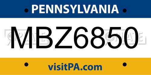 MBZ6850 Pennsylvania License Plate