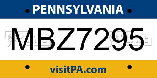 MBZ7295 Pennsylvania License Plate