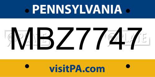 MBZ7747 Pennsylvania License Plate