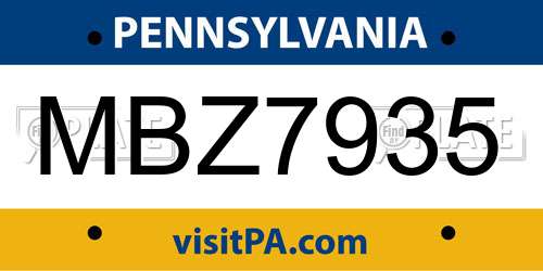 MBZ7935 Pennsylvania License Plate
