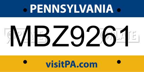 MBZ9261 Pennsylvania License Plate