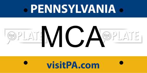 MCA Pennsylvania License Plate