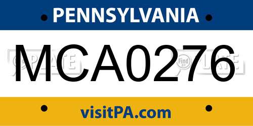 MCA0276 Pennsylvania License Plate